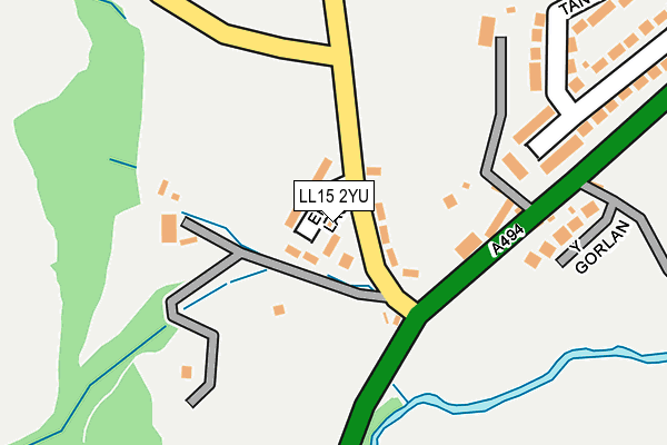 LL15 2YU map - OS OpenMap – Local (Ordnance Survey)