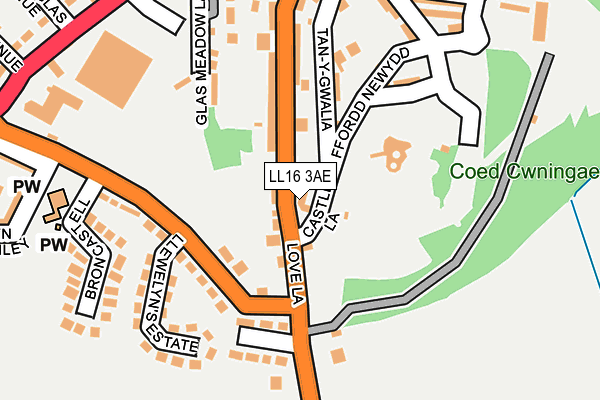 LL16 3AE map - OS OpenMap – Local (Ordnance Survey)