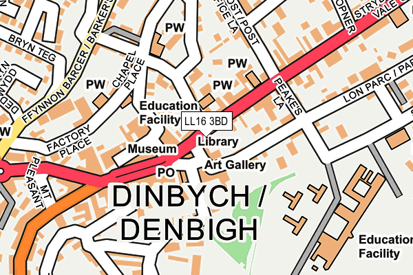 LL16 3BD map - OS OpenMap – Local (Ordnance Survey)