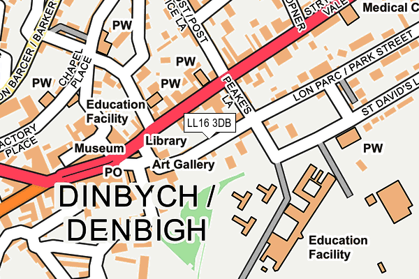 LL16 3DB map - OS OpenMap – Local (Ordnance Survey)