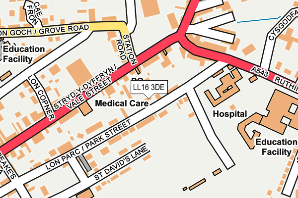 LL16 3DE map - OS OpenMap – Local (Ordnance Survey)