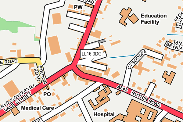 LL16 3DG map - OS OpenMap – Local (Ordnance Survey)