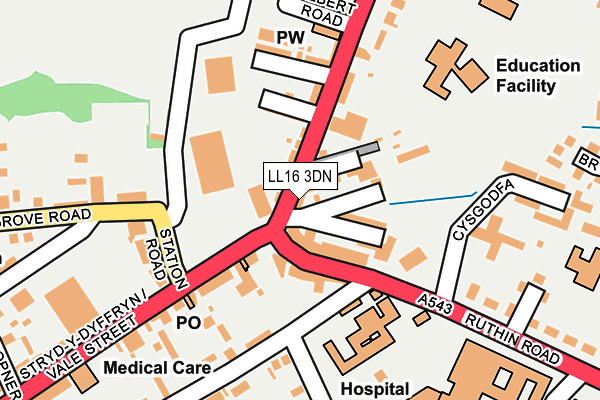 LL16 3DN map - OS OpenMap – Local (Ordnance Survey)