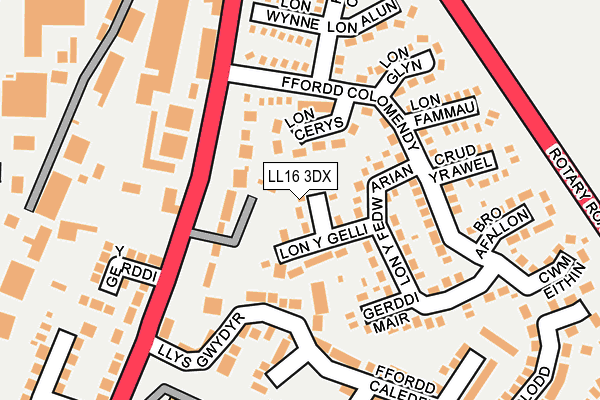 LL16 3DX map - OS OpenMap – Local (Ordnance Survey)