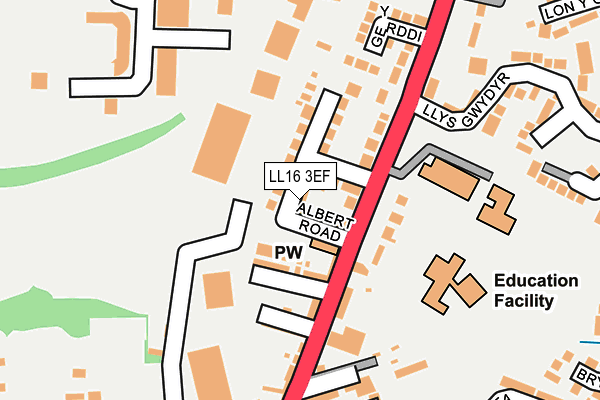 LL16 3EF map - OS OpenMap – Local (Ordnance Survey)