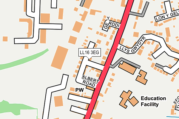 LL16 3EG map - OS OpenMap – Local (Ordnance Survey)