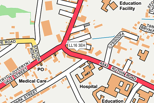 LL16 3EH map - OS OpenMap – Local (Ordnance Survey)