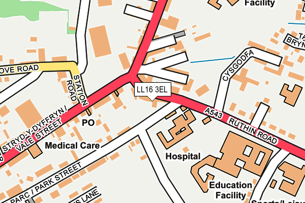 LL16 3EL map - OS OpenMap – Local (Ordnance Survey)