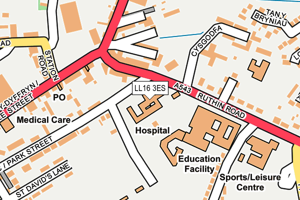 LL16 3ES map - OS OpenMap – Local (Ordnance Survey)