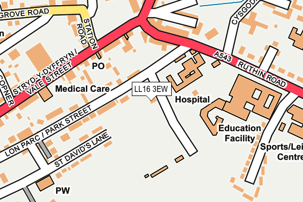 LL16 3EW map - OS OpenMap – Local (Ordnance Survey)