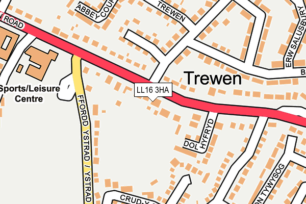 LL16 3HA map - OS OpenMap – Local (Ordnance Survey)