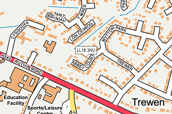 LL16 3HU map - OS OpenMap – Local (Ordnance Survey)