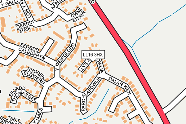 LL16 3HX map - OS OpenMap – Local (Ordnance Survey)