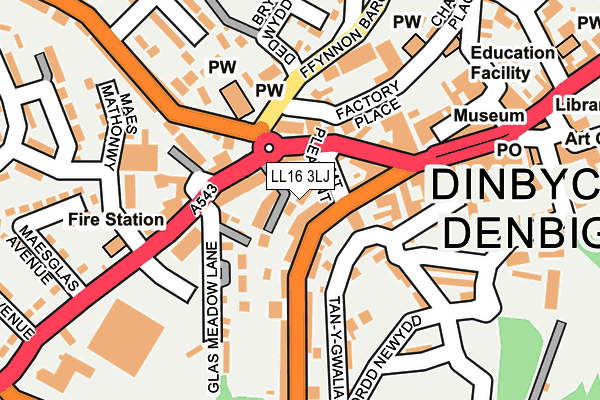 LL16 3LJ map - OS OpenMap – Local (Ordnance Survey)