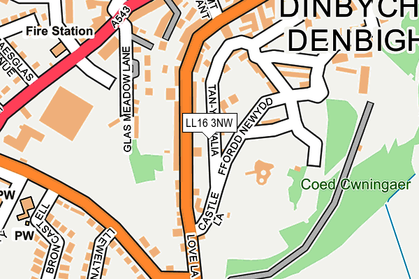 LL16 3NW map - OS OpenMap – Local (Ordnance Survey)