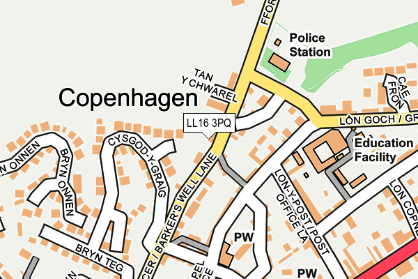 LL16 3PQ map - OS OpenMap – Local (Ordnance Survey)
