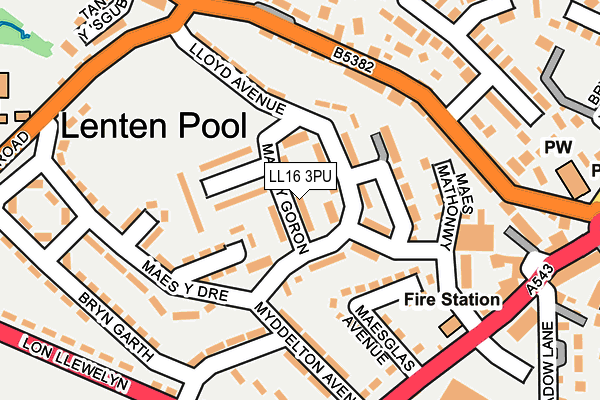 LL16 3PU map - OS OpenMap – Local (Ordnance Survey)