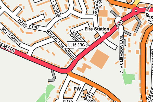 LL16 3RG map - OS OpenMap – Local (Ordnance Survey)