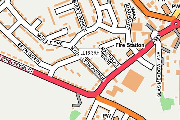 LL16 3RH map - OS OpenMap – Local (Ordnance Survey)