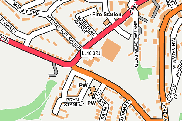 LL16 3RJ map - OS OpenMap – Local (Ordnance Survey)
