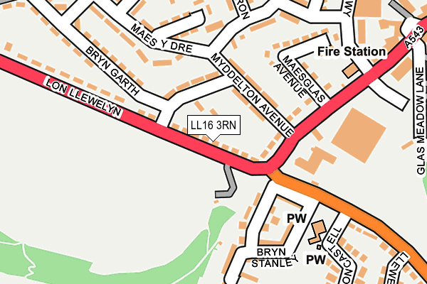 LL16 3RN map - OS OpenMap – Local (Ordnance Survey)