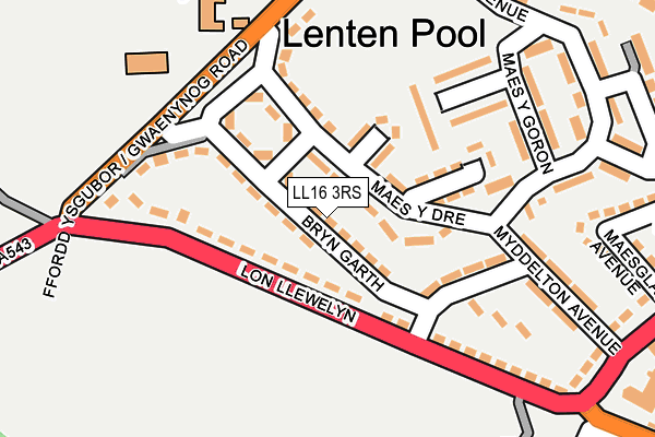 LL16 3RS map - OS OpenMap – Local (Ordnance Survey)