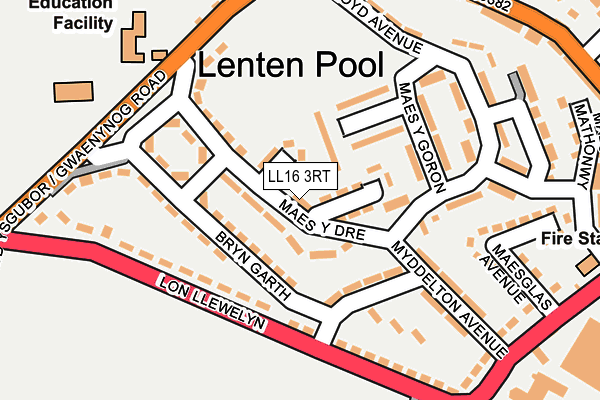 LL16 3RT map - OS OpenMap – Local (Ordnance Survey)