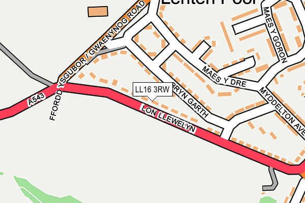 LL16 3RW map - OS OpenMap – Local (Ordnance Survey)