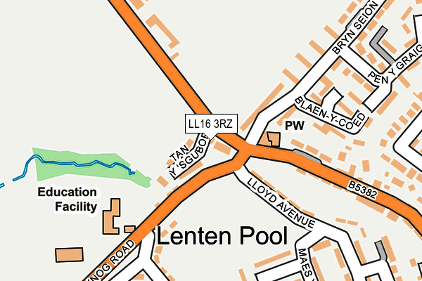 LL16 3RZ map - OS OpenMap – Local (Ordnance Survey)