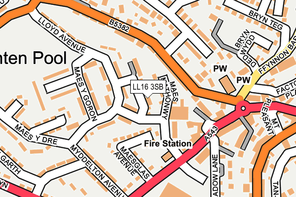 LL16 3SB map - OS OpenMap – Local (Ordnance Survey)