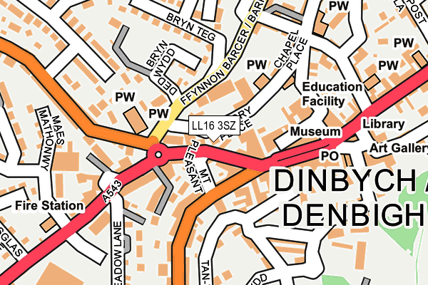 LL16 3SZ map - OS OpenMap – Local (Ordnance Survey)