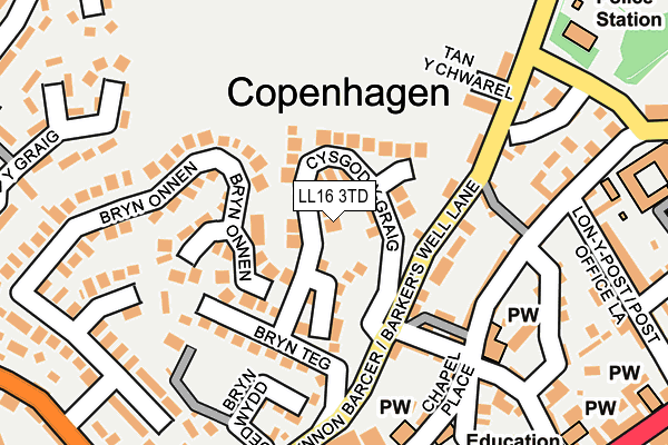LL16 3TD map - OS OpenMap – Local (Ordnance Survey)