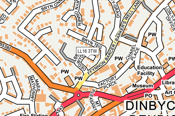 LL16 3TW map - OS OpenMap – Local (Ordnance Survey)