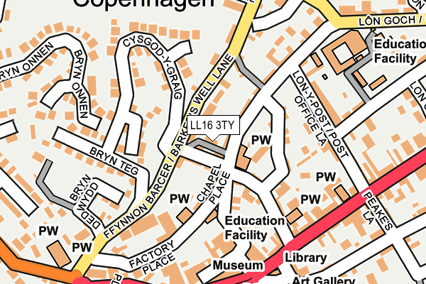 LL16 3TY map - OS OpenMap – Local (Ordnance Survey)