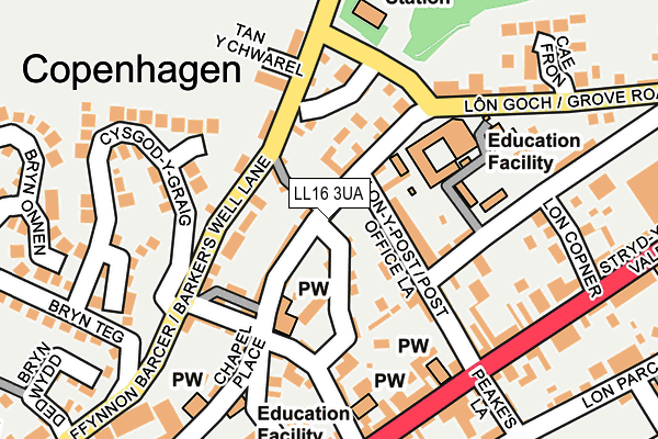 LL16 3UA map - OS OpenMap – Local (Ordnance Survey)