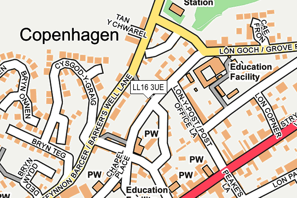 LL16 3UE map - OS OpenMap – Local (Ordnance Survey)