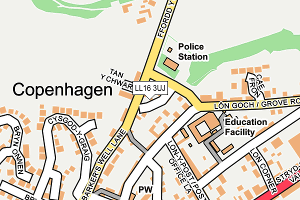 LL16 3UJ map - OS OpenMap – Local (Ordnance Survey)