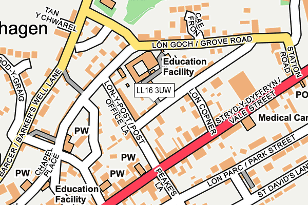 LL16 3UW map - OS OpenMap – Local (Ordnance Survey)