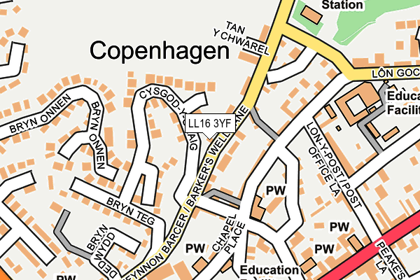 LL16 3YF map - OS OpenMap – Local (Ordnance Survey)