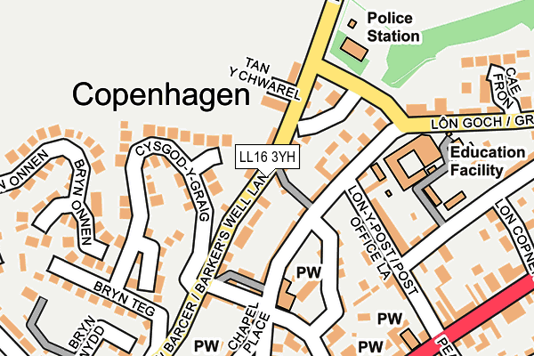 LL16 3YH map - OS OpenMap – Local (Ordnance Survey)