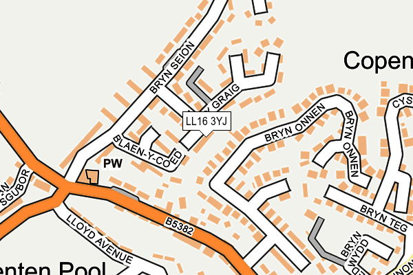 LL16 3YJ map - OS OpenMap – Local (Ordnance Survey)