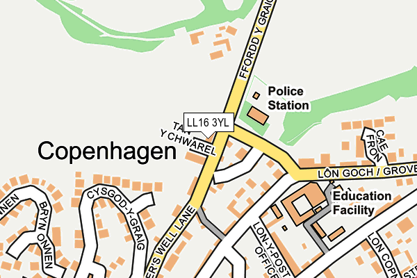 LL16 3YL map - OS OpenMap – Local (Ordnance Survey)