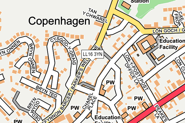 LL16 3YN map - OS OpenMap – Local (Ordnance Survey)