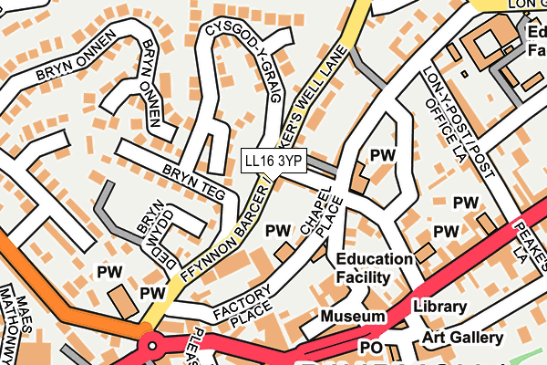 LL16 3YP map - OS OpenMap – Local (Ordnance Survey)