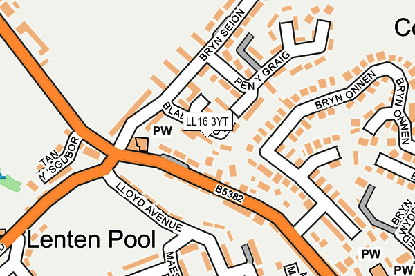 LL16 3YT map - OS OpenMap – Local (Ordnance Survey)