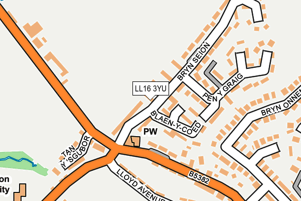 LL16 3YU map - OS OpenMap – Local (Ordnance Survey)