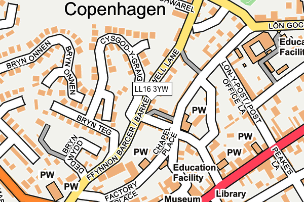 LL16 3YW map - OS OpenMap – Local (Ordnance Survey)