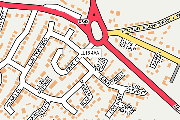 LL16 4AA map - OS OpenMap – Local (Ordnance Survey)