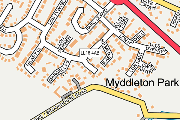 LL16 4AB map - OS OpenMap – Local (Ordnance Survey)