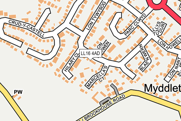 LL16 4AD map - OS OpenMap – Local (Ordnance Survey)